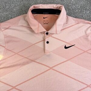 Nike Golf Dri FIT Polo Shirt Mens XL Pink Diamond Geo Print Polo Golfcore Casual